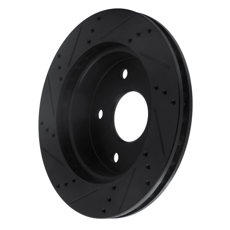 Dodge Dakota Brake Rotor (1) - Front Right - R1 Concepts - Drilled & Slotted - Black - `05-`11